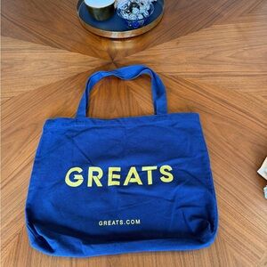 Greats Navy Blue Tote with Yellow Logo